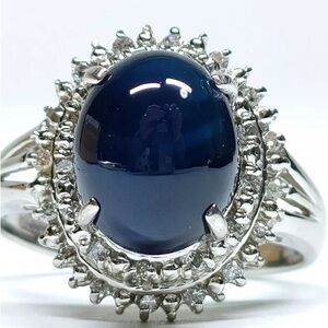 Stunning Natural 3Ct Sapphire Diamonds Ring Platinum Size 5.75 - 6.1 Grams